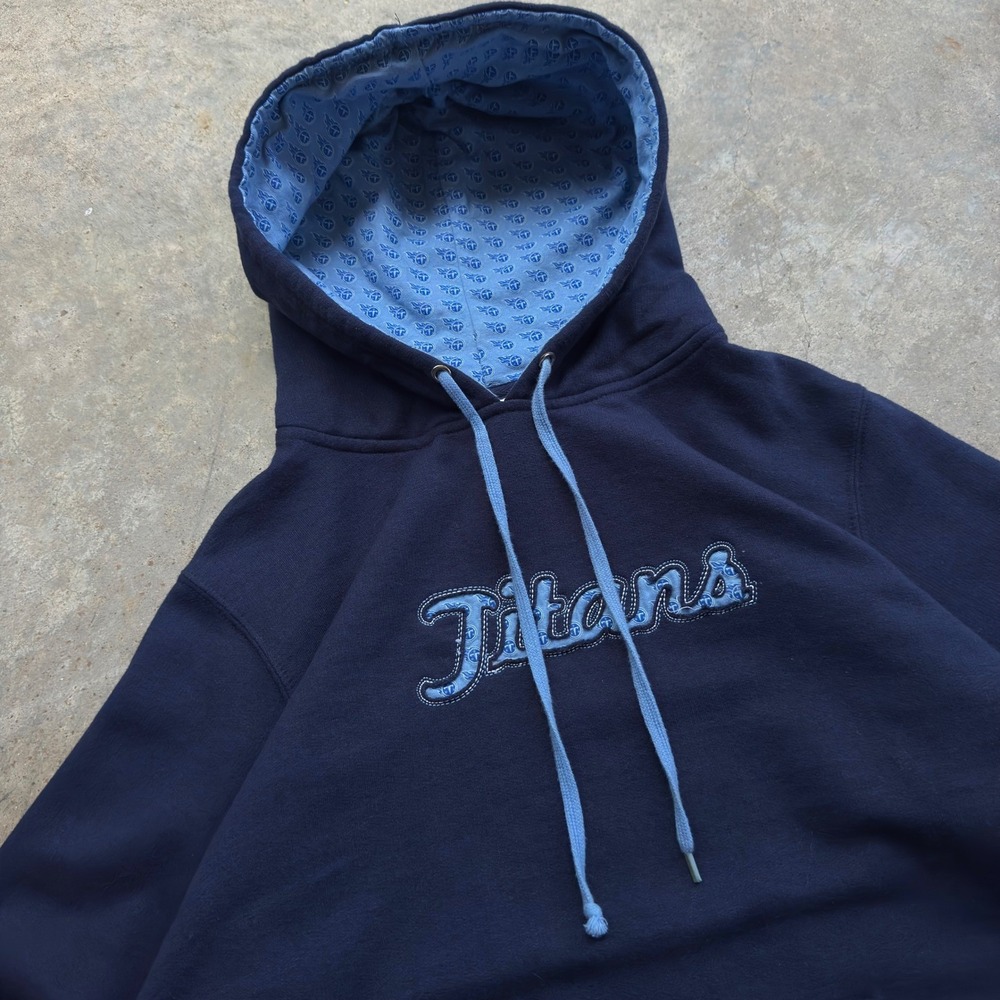 Vintage Y2K NFL Tennessee Titans Hoodie Sportswear Navy Blue Size L (f7) - Picture 3 of 7